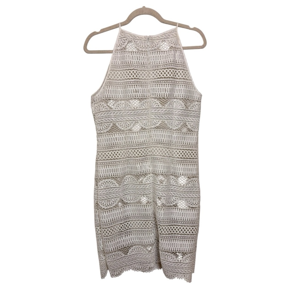 White House Black Market Off White Lace Shift Halter Dress Cocktail Evening 6 - Picture 5 of 10